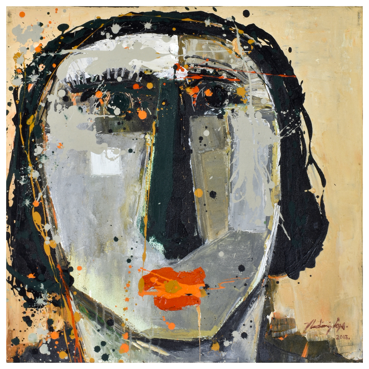 RETRATO I, Mixed media on Canvas 70 x 70 cm.