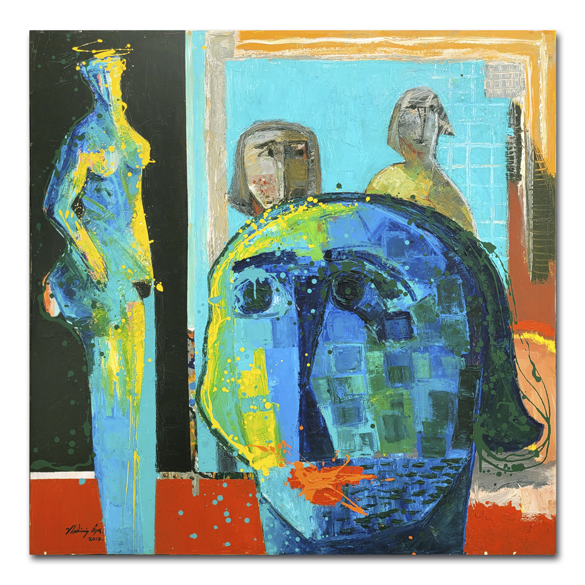 MARY Y LAS TRES GRACIAS, Acrylic on Canvas, 130 x 130 cm.